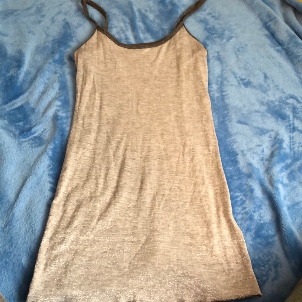 Heather gray tank top with silver shimmer